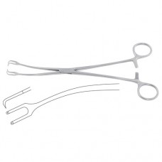 Schroeder Tenaculum Forcep Curved - 2 x 2 Teeth Stainless Steel, 23.5 cm - 9 1/4"